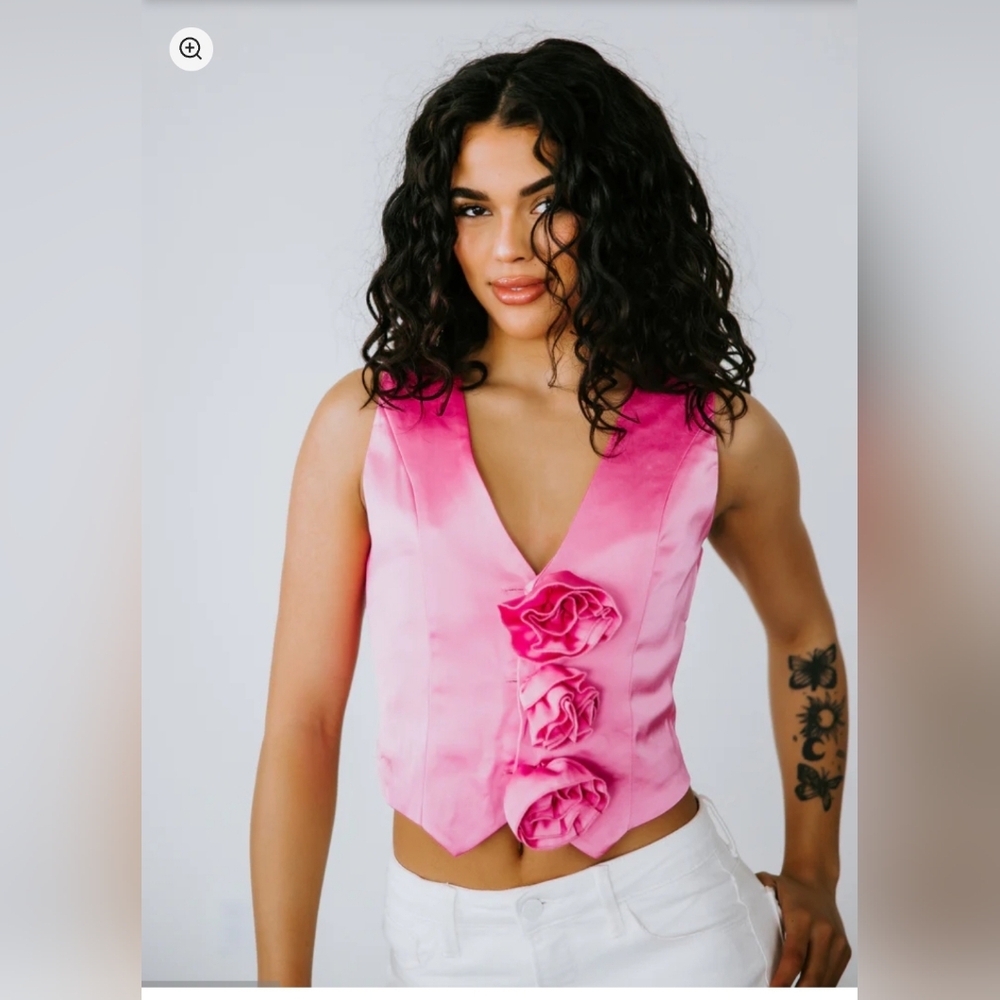 Rose Satin Vest